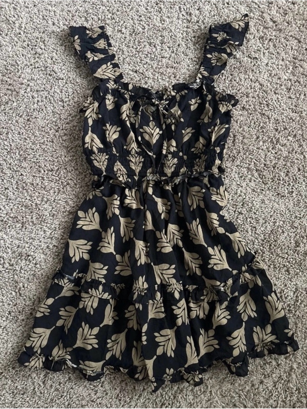 Blu Pepper Black & Beige Mini Dress | S
